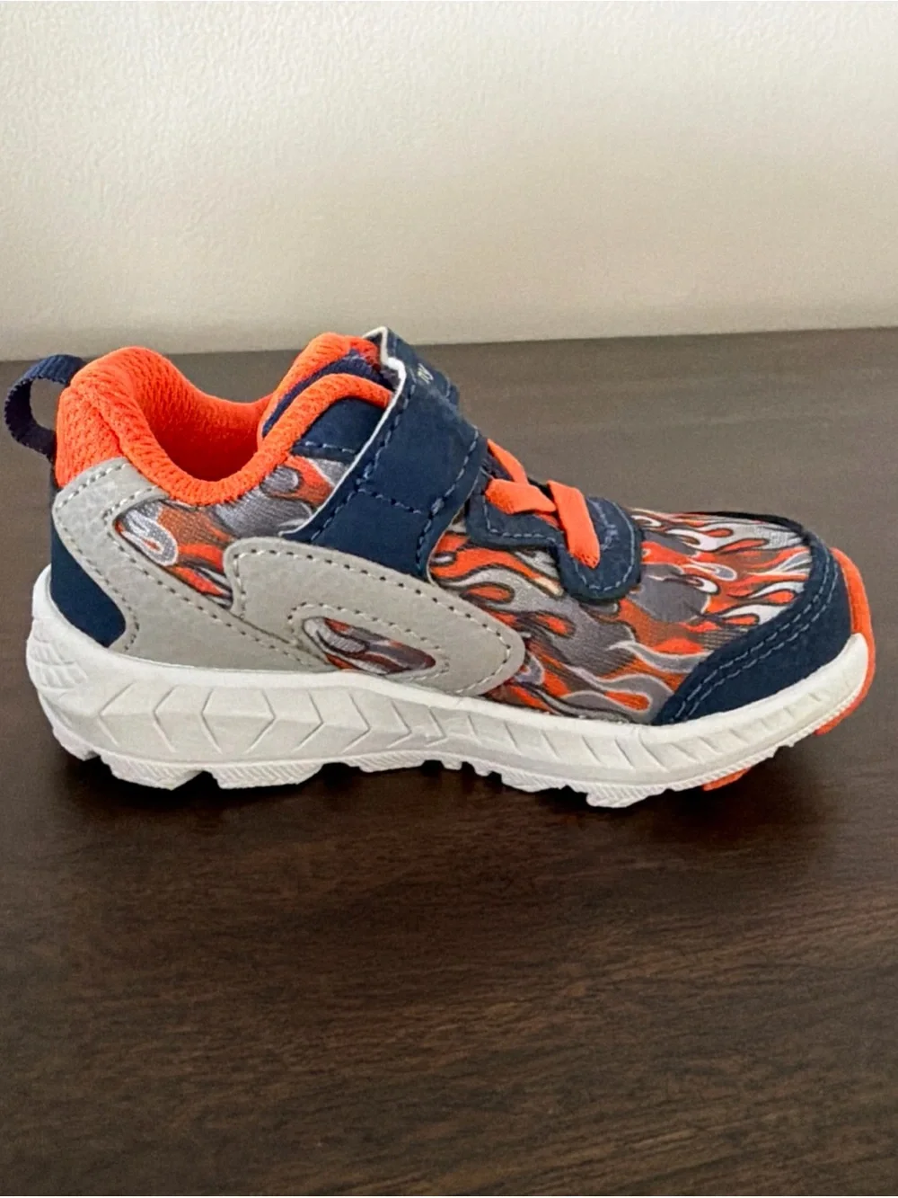 Saucony Flash Kids Shoes Sz 5 M Navy Orange Leather & Mesh NWOT